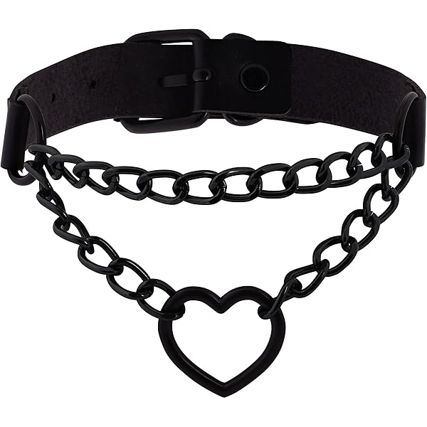 Amazon.com: Sacina Goth Black Heart Chain Choker Necklace, PU